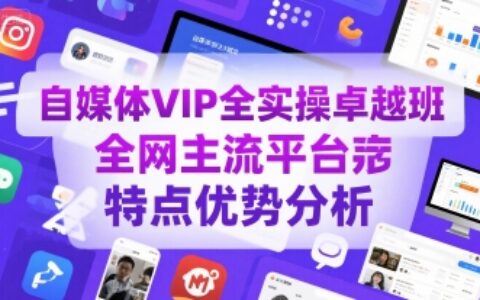 自媒体VIP全实操卓越班，全网主流平台特点优势分析