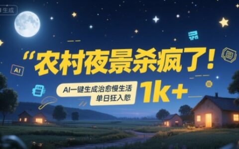 农村夜景杀疯了！AI一键生成治愈系慢生活，单日狂入1k+