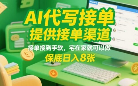 AI代写接单，提供接单渠道，接单接到手软，宅在家就可以做，保底日入8张
