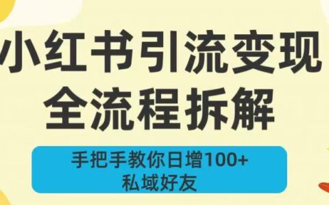新手必看！小红书引流变现全流程拆解，手把手教你日增100+私域好友