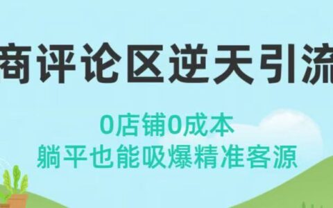 电商评论区逆天引流术！0店铺0成本，躺平也能吸爆精准客源