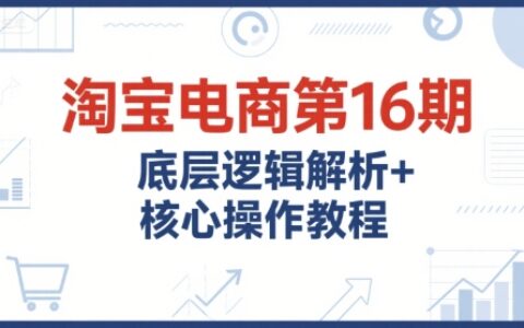 淘宝电商第16期，底层逻辑解析+核心操作教程，运营、推广提升能力的必学课程+配套资料