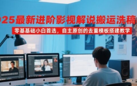 2025最新进阶影视解说搬运洗稿教程，零基础小白首选，自主原创的去重模板搭建教学