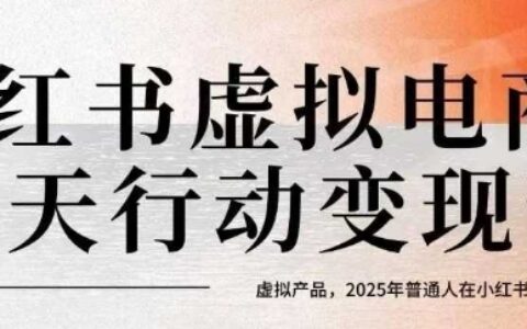 小红书虚拟电商14天变现训练营，虚拟产品，2025年普通人在小红书最后的搞钱机会