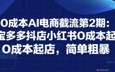 0成本AI电商截流第2期：淘宝多多抖店小红书0成本起店，简单粗暴