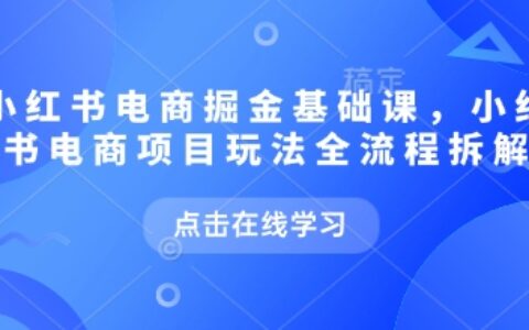 小红书电商掘金课，小红书电商项目玩法全流程拆解（更新7月）
