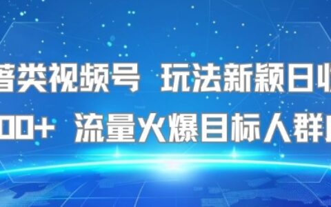 名著类视频号 玩法新颖日收益500+ 流量火爆目标人群广