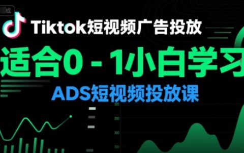 Tiktok短视频广告投放，适合0-1小白学习ADS短视频投放课