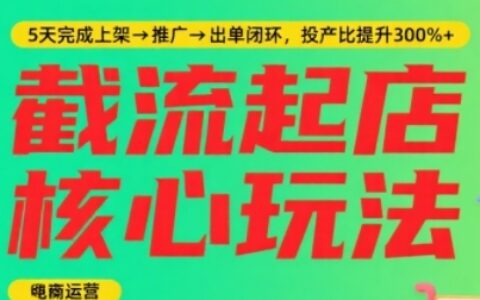 淘宝截流快速起店玩法，掌握爆栗快速起店的流程，5天完成上架-推广-出单闭环