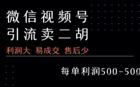 视频号卖二胡教程，利润大 易成交 售后少，一单利润5张+