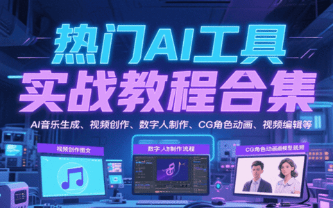 热门AI工具实战教程合集，AI音乐生成、视频创作、数字人制作、CG角色动画、视频编辑等