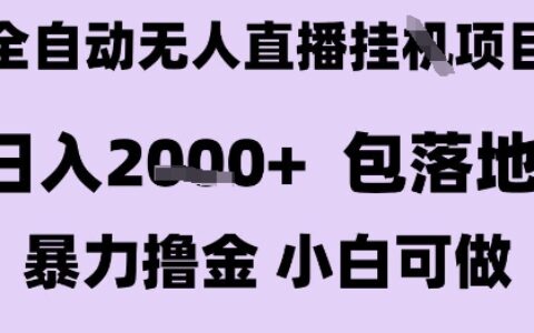 最新全自动抖音无人直播挂G项目，日入2k+ 包落地爆栗撸金，小白可做