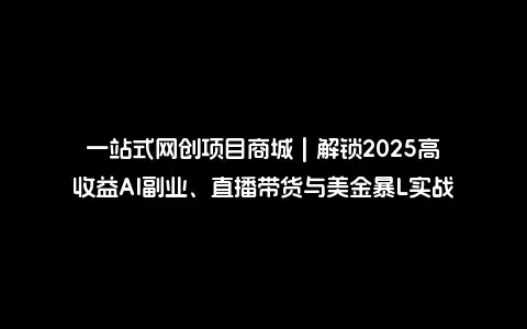 一站式网创项目商城 | 解锁2025高收益AI副业、直播带货与美金暴L实战