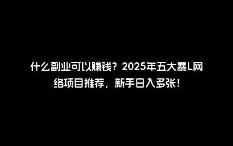 什么副业可以赚钱？2025年五大暴L网络项目推荐，新手日入多张！