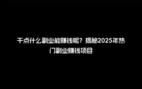 干点什么副业能赚钱呢？揭秘2025年热门副业赚钱项目