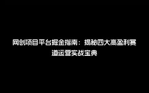 网创项目平台掘金指南：揭秘四大高盈利赛道运营实战宝典