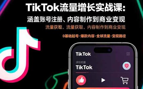 TikTok流量增长实战课：涵盖账号注册、流量获取、内容制作到商业变现