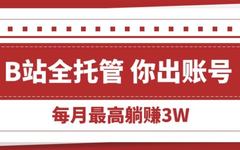 【B站全程托管 】你出账号，我来运营，每月最高躺挣3W