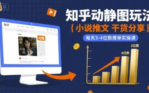 小说推文干货分享之知乎动静图玩法，每天3-4位数爆单实操课