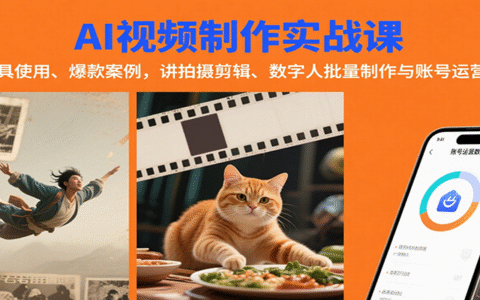 AI视频制作实战：含工具使用、爆款案例，讲拍摄剪辑、数字人批量制作与账号运营变现