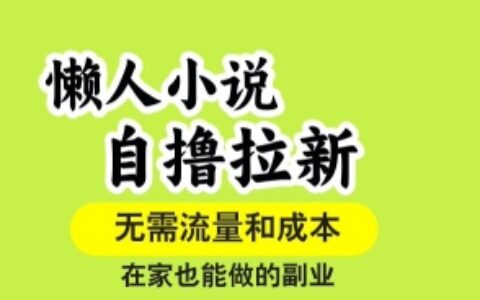 懒人小说自撸拉新，无需流量，一个账号一条作品就可以打爆收益，在家也能轻松做的副业