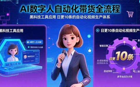 AI数字人自动化带货全流程：黑科技工具应用 日更10条的自动化视频生产体系