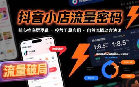 抖音小店流量密码，随心推底层逻辑，投放工具应用，自然流撬动核心方法论