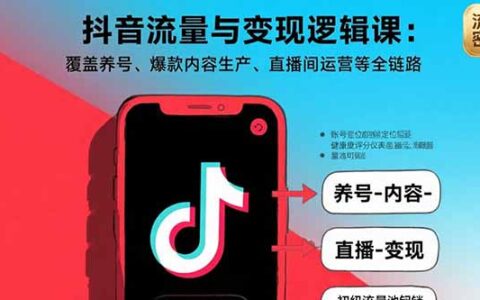 抖音流量与变现逻辑课：覆盖养号、爆款内容生产、直播间运营等全链路