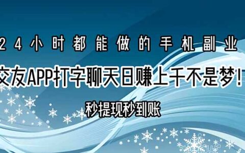 交友APP打字聊天赚钱秒提现秒到账，日入上千不是梦！