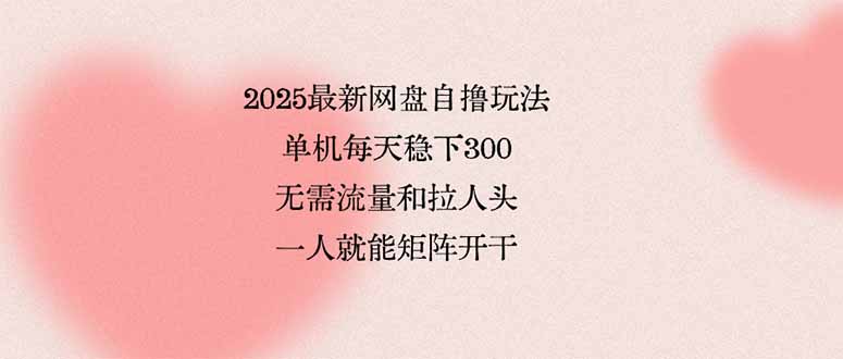 2025最新网盘自撸玩法，单机每天稳下3张，无需流量和拉人头，一个人就...