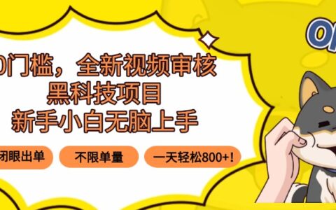 0门槛，全新视频审核黑科技项目，新手小白无脑上手5秒闭眼出单，不限单...