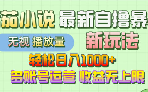 最新番茄小说自撸暴L新玩法！轻松日入1000+，无视播放量，可放大，收益无上限！