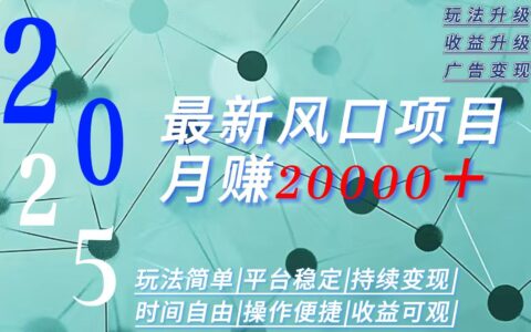 2025广告赛道新风口-月入2W＋玩法简单，时间自由
