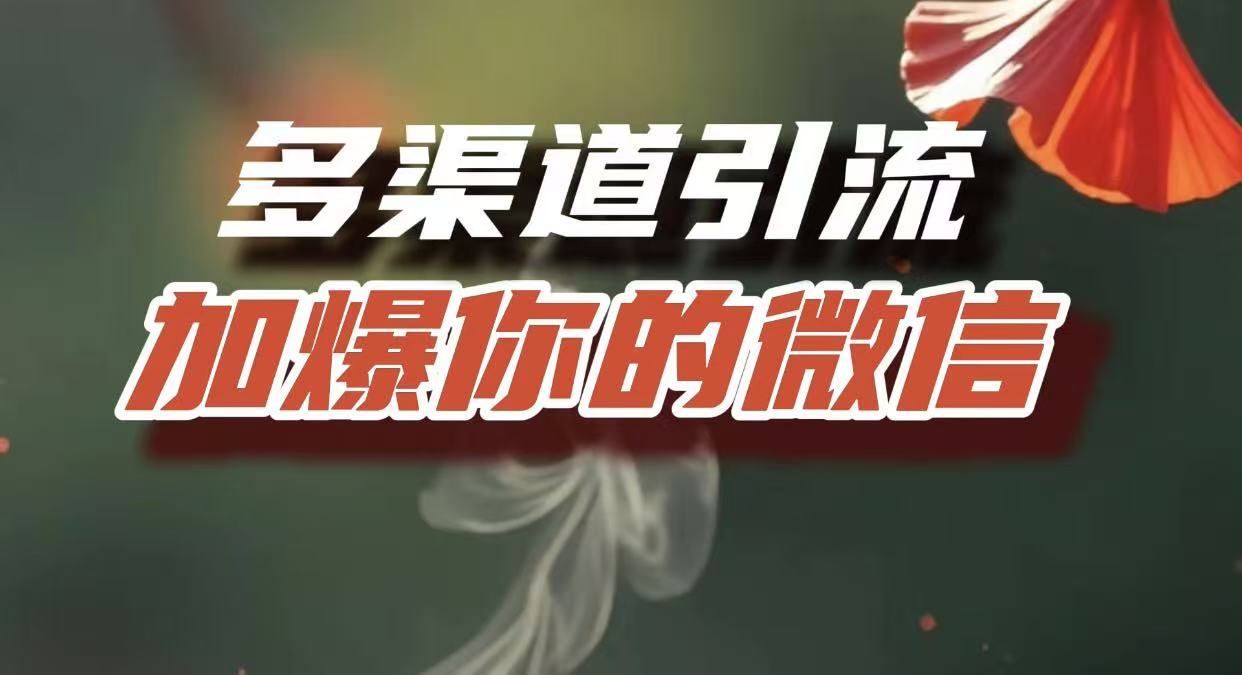 多渠道引流，加爆你的微信，把流量导入到私域，这是每一个想要在互联网挣钱的人必须掌握的底层能力