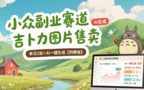 小众副业赛道 吉卜力图片售卖 单日2张+ AI一键生成【附教程】