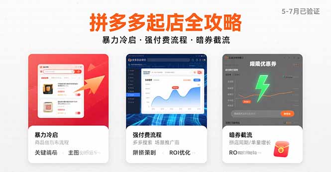 拼多多起店全攻略，爆栗冷启，强付费流程，暗券截流，5-7月已验证的方法