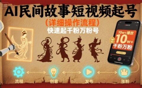 AI民间故事短视频起号，详细操作流程，快速起千粉万粉号