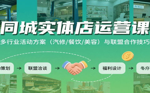 同城实体店运营课：多行业活动方案（汽修/餐饮/美容）与联盟合作技巧
