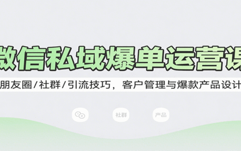 微信私域爆单运营课：朋友圈/社群/引流技巧，客户管理与爆款产品设计