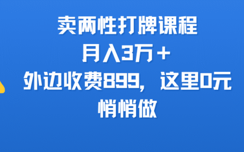 卖两性打牌课程，月入3万＋外边收费899的课程，这里0R，悄悄做