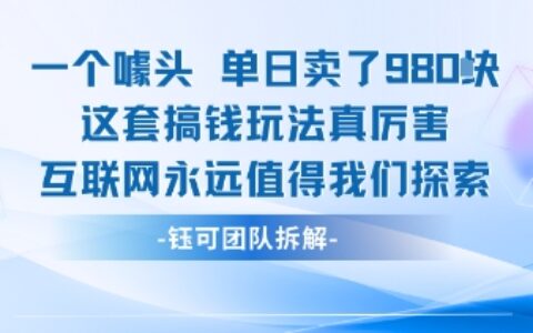 一个噱头单日卖了980米 这套搞钱玩法真厉害 互联网永远值得我们探索