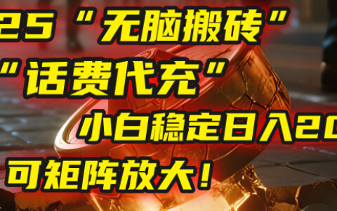 无脑搬砖项目：靠“话费代充”，小白稳定日入200+，可矩阵放大！
