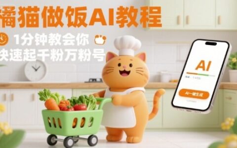 有趣的橘猫买菜做饭视频，用AI一键搞定，1分钟教会你，快速起千粉万粉号