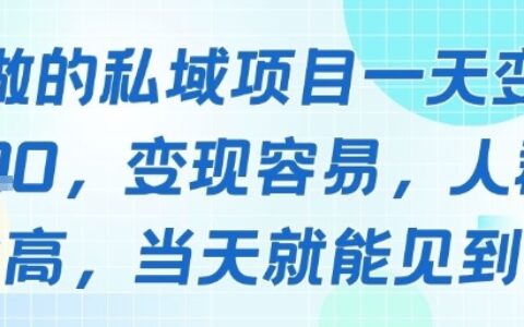 好做的私域项目一天变现1k+，变现容易，人群占比高，当天就能见到钱