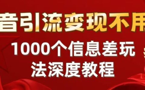 抖音引流变现不用愁：1000个信息差玩法深度教程