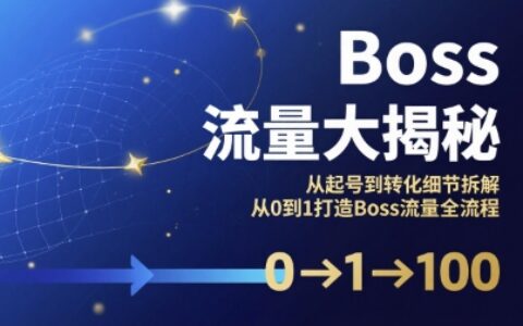 Boss流量大揭秘，从起号到转化细节拆解，从0到1打造Boss流量全流程