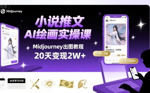 小说推文干货分享之AI绘画MJ出图实操课，用Midjourney做小说推文，20天挣2w