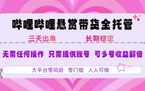 2025年B站风口带货项目 仅需提供账号 全程托管 轻松月入1w+