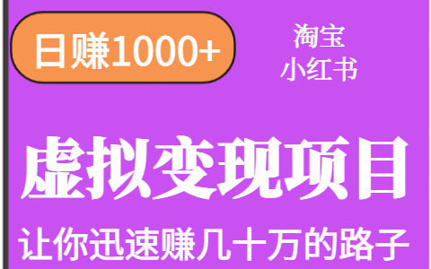 淘宝OR小红书虚拟变现，日入1000+，多账号操作年收入几十W不等