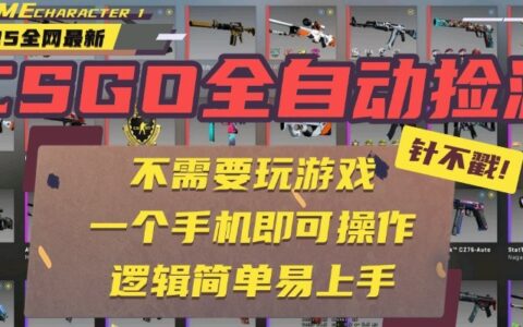 CSGO自动捡漏项目，最新独家玩法，一个手机即可操作。新手小白轻松月入1W+
